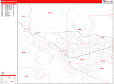 Grand Junction Digital Map Red Line Style